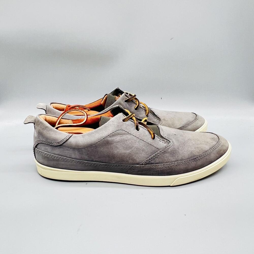 ECCO Shoes Mens 11 Gray Nubuck Lace Up Low Top Casual Sneakers Comfort Walking